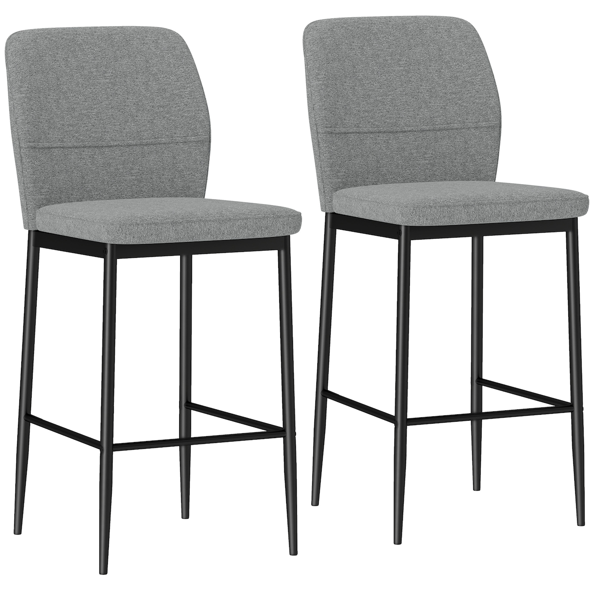 HOMCOM Set aus 2 Samt-Barhockern, moderne hohe Stühle mit Fußstütze und Rückenlehne für Küche & Wohnzimmer, 41x52x97 cm, Grau Image