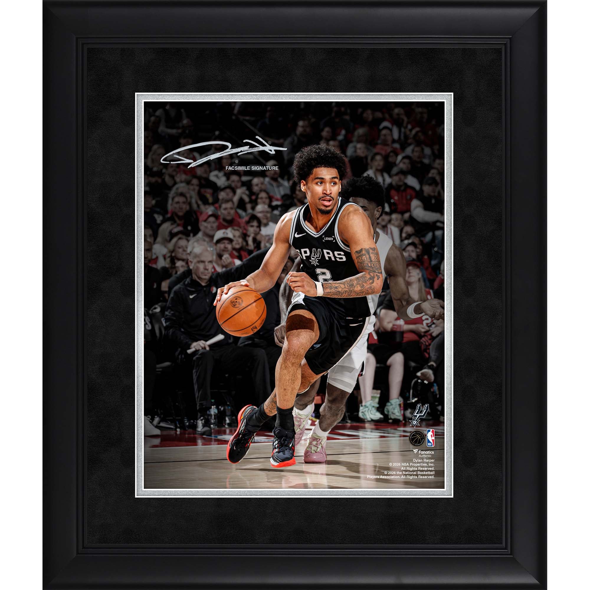 Faksimile-Unterschrift von Dylan Harper (San Antonio Spurs), gerahmtes 11" x 14" Spotlight-Foto
