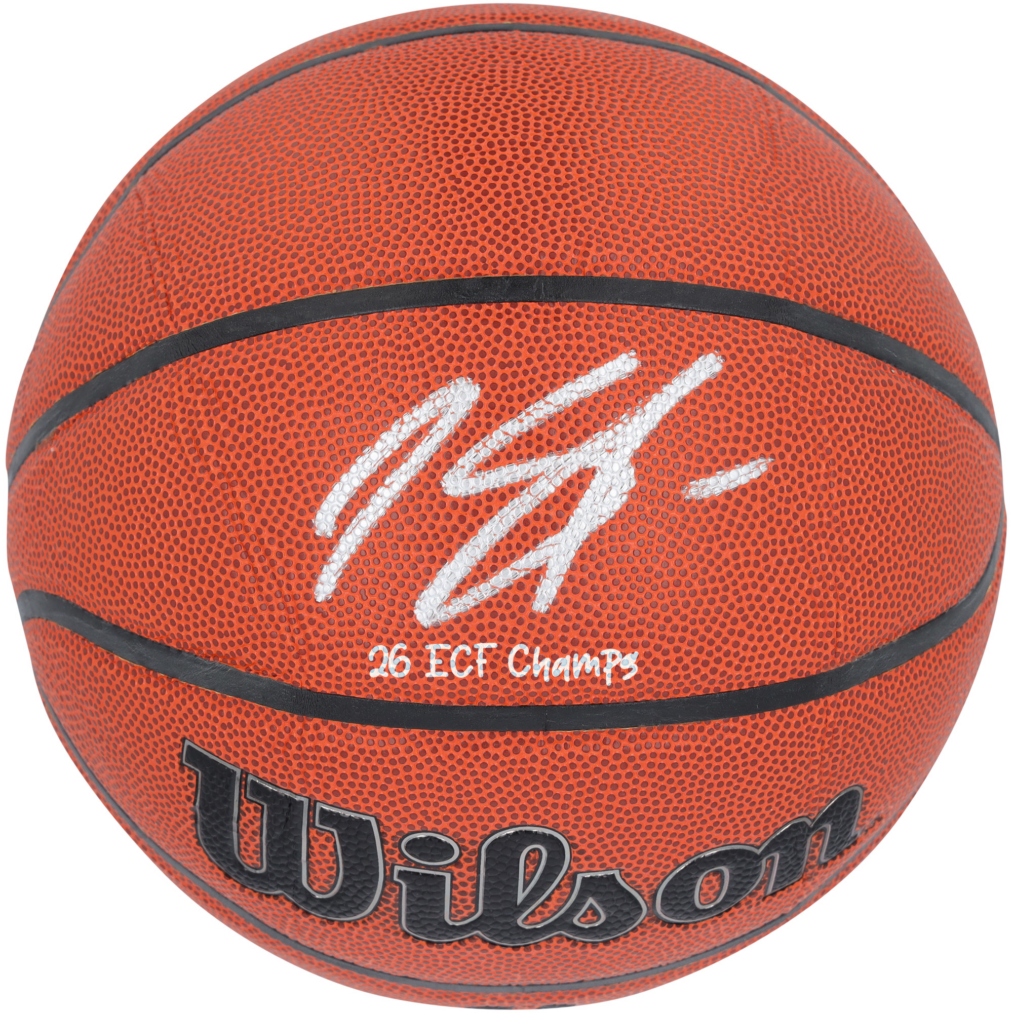 "Karl-Anthony Towns, New York Knicks, signierter Wilson Authentic Series Indoor/Outdoor-Basketball mit der Inschrift „26 ECF Champs“." Image