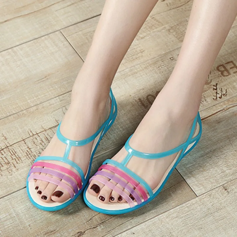 mode femme sandale chaussures femmes chaussures femme 2021 chaussure femme été Comemore – sandales pour femmes, chaussures de gelée arc-en-ciel, décontractées, plates, de plage, confortables, à la