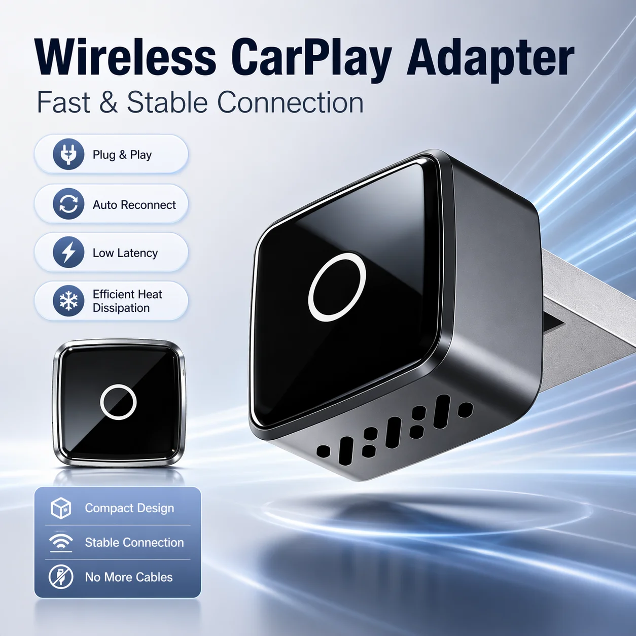 2026 Verbesserter 2-in-1 Kabelloser CarPlay & Android Auto Adapter, Typ-C Anschluss | Kabelgebundener zu kabelloser Dongle-Adapter | Plug & Play Image