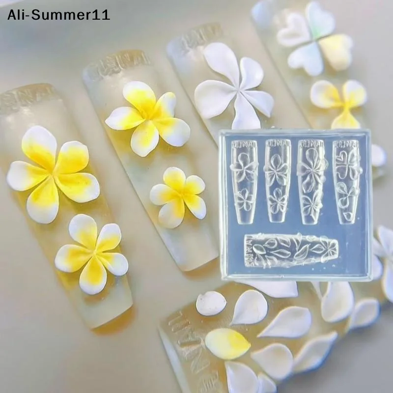【A6L】Silikon-Blumen-Nagelkunst-Schnitzform, Acryl-Hibiskus-Blütenform mit fünf Blütenblättern, Nagelkunst-Dekoration, transparente Vorlage Image