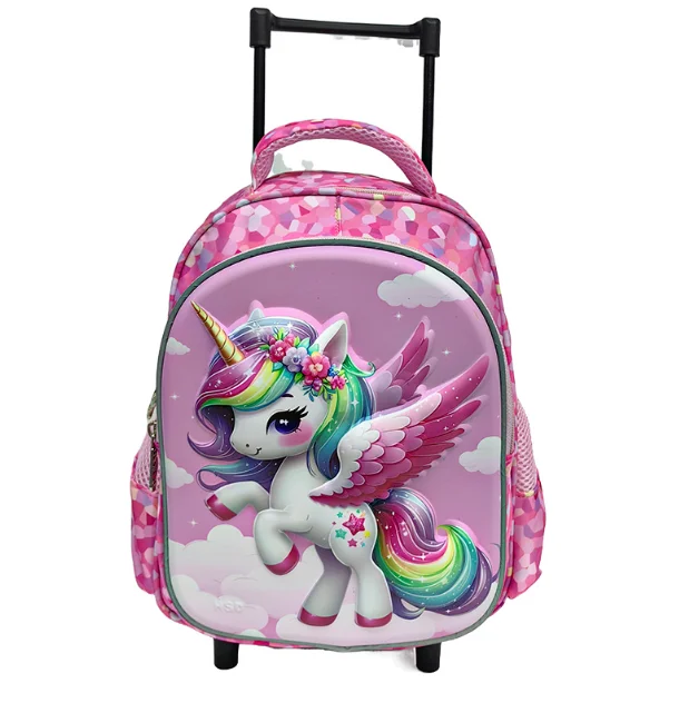 12 pouces enfants école sac à dos roulant maternelle voyage chariot sac enfant en bas âge valise école à roulettes sac à dos cartable pour fille