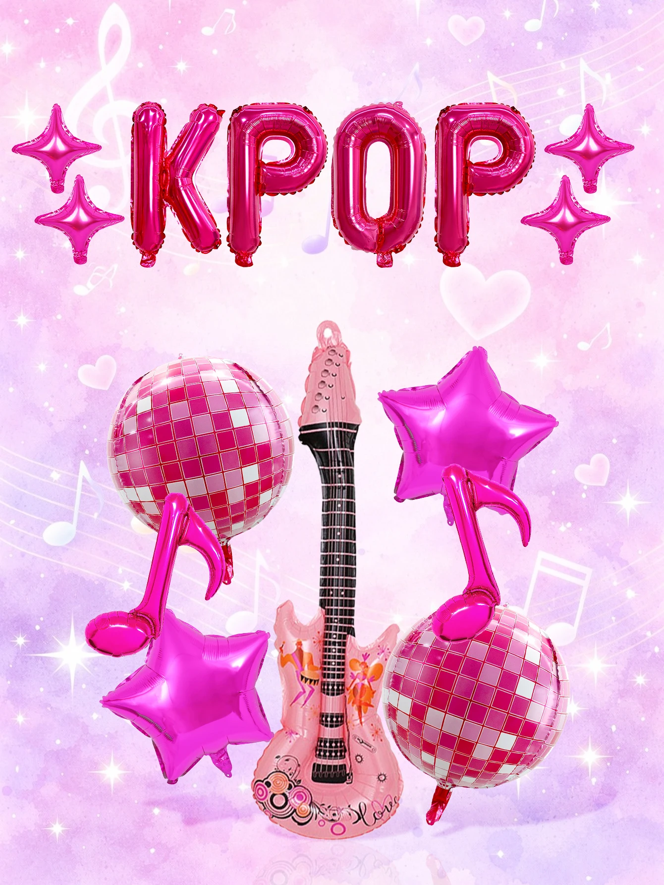 15-teiliges Ballonset mit Musikmotiven – ideal für K-Pop, Geburtstagsfeiern, Karaoke-Partys, Disco-Themen und Sternennacht-Tanzveranstaltungen Image