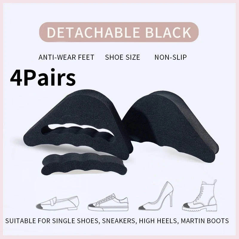 4 Paar Vorfuß-Einlagen Zehenpolster Weicher Schwamm für High Heels Schmerzlinderung Schuhgrößenreduzierung Füllmaterial für zu große Schuhe Zubehör Image