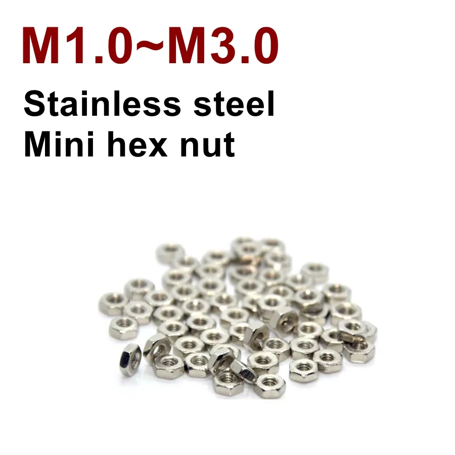 Edelstahl-Mini-Sechskantmutter M1.0~M3.0, Miniaturmutter, SS-Mini-Mutter, Mikromutter Image