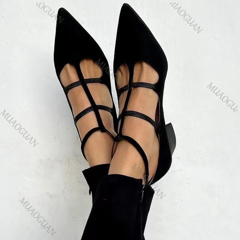 Sexy modische Schuhe für Damen, Party-Sandalen mit spitzer Zehenpartie, bequeme Sandalen mit niedrigem Absatz, trendige Sandalen, einfache, vielseitige Pumps in großen Größen