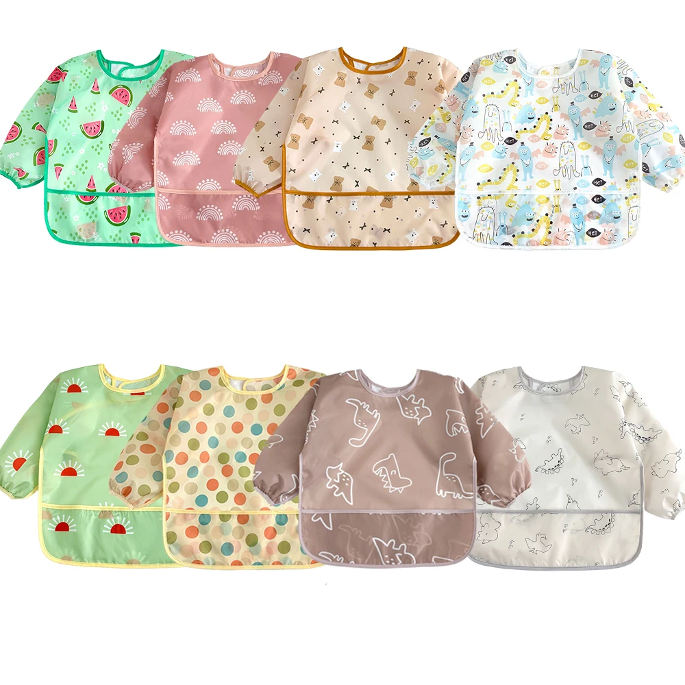 Wasserdichte Langarm-Babylätzchen, Kinderschürze, Langarm-Fütterungskittel, Essensschürze für Kinder, Säuglingsschal, Kleidung Image