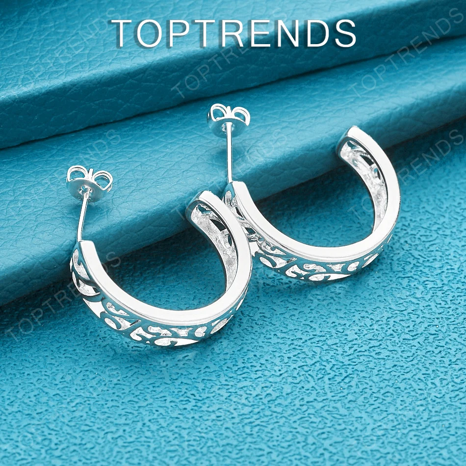 Modischer Charm-Schmuck aus 925er-Sterlingsilber, halbrunde Ohrstecker für Frauen, Geburtstagsparty-Geschenk, einfache, vielseitige Accessoires Image