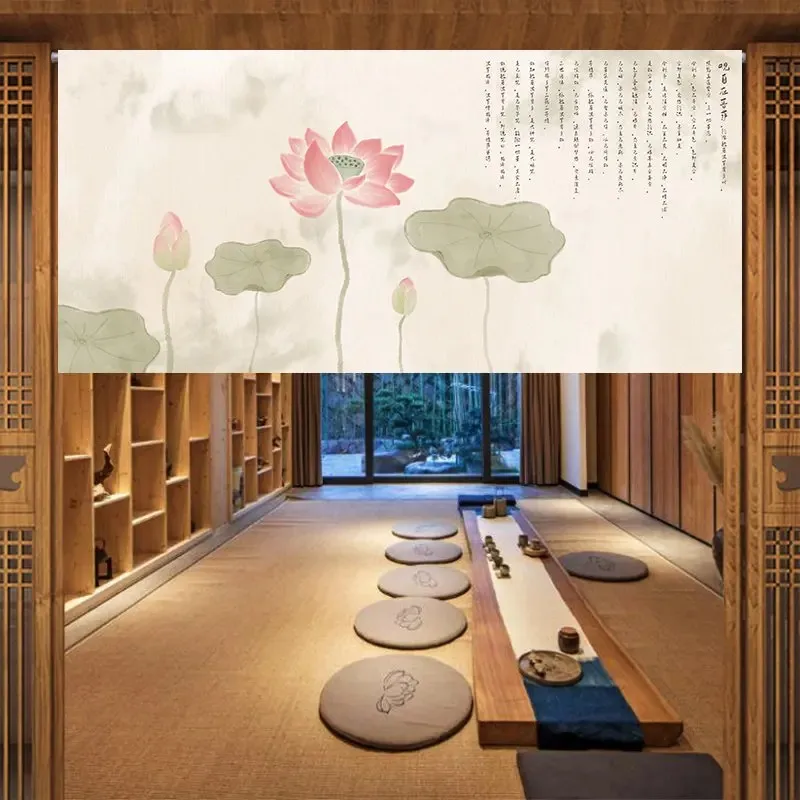 VIKAMA Türvorhänge im chinesischen Stil mit Klettverschluss, kurze Vorhänge für den Eingangsbereich, Küchenvorhänge, Heimdekoration Image