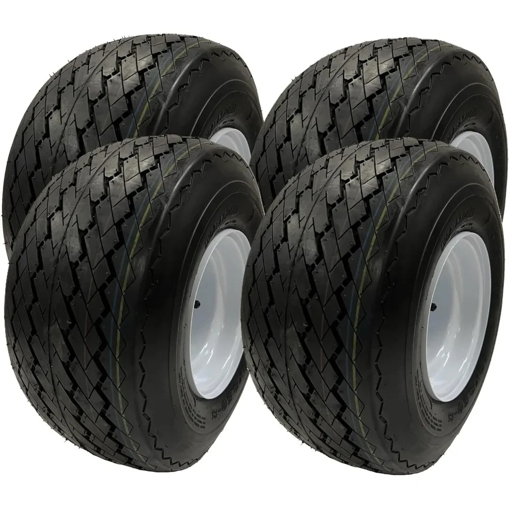 Vierer-Pack Acht-Zoll-Golfwagenreifen, 18 x 8 50 8 weiße Räder, passend für Club Car Cushman Ez Go Yamaha Image