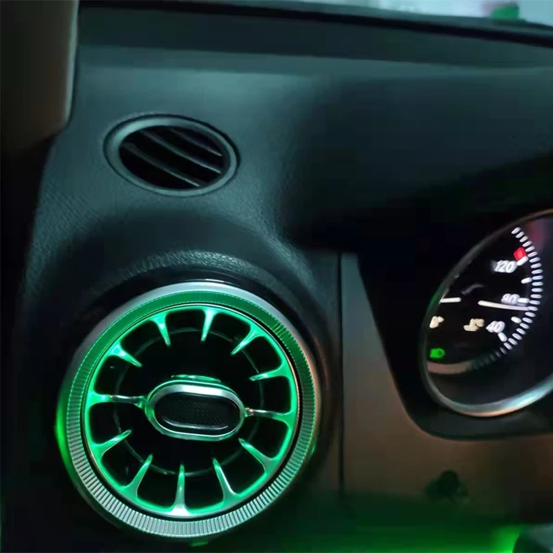 2 Stück LED-Frontkonsolen-Lüftungsdüsen als Ersatz für die Klimaanlage, Turbo-Auslass für Mercedes Benz C-Klasse W204 2011-2013 Image