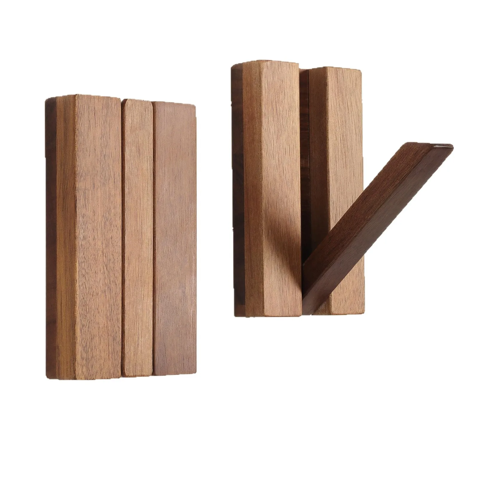 Massivholz-Klaviertasten-Kleiderhaken, bohrfreie Wandmontage, Eingangsbereich-Haken für Türrückseite, japanischer minimalistischer Klapphaken