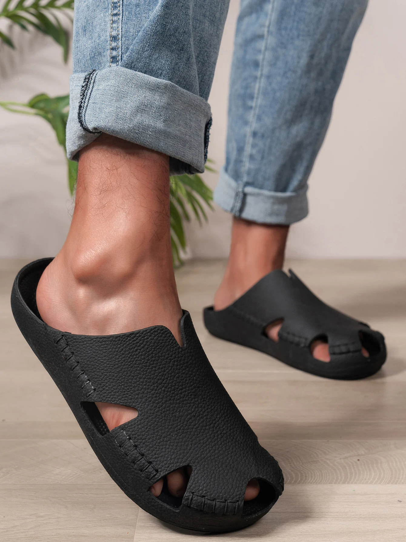 Herren Allwetter-Freizeitschuhe, schlicht, einfarbig, ultraweich, EVA, einteilig, flach, zum Hineinschlüpfen, atmungsaktiv, spritzwassergeschützt, Angelschuhe, Strandschuhe, weiße Schuhe