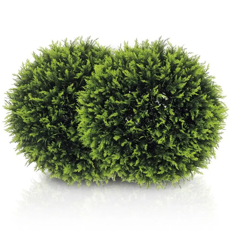 Set mit 2 Künstlichen Kugelpflanzen mit Zedernblättern für Haus und Garten Ø45 cm, Grün Image