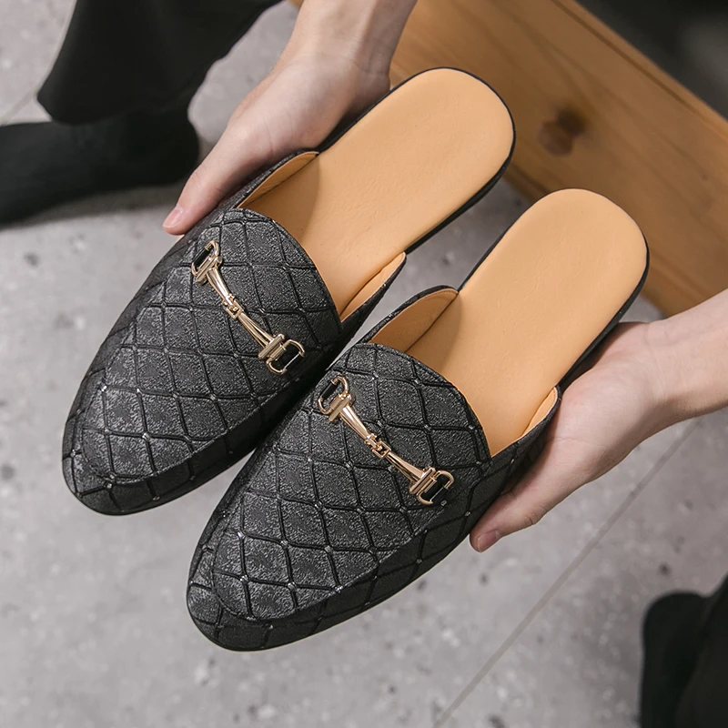 Herren Muller Schuhe mit Halbzehen und Niedrigem Absatz Trendige Freizeitpantoffeln Größen 38-47 Image