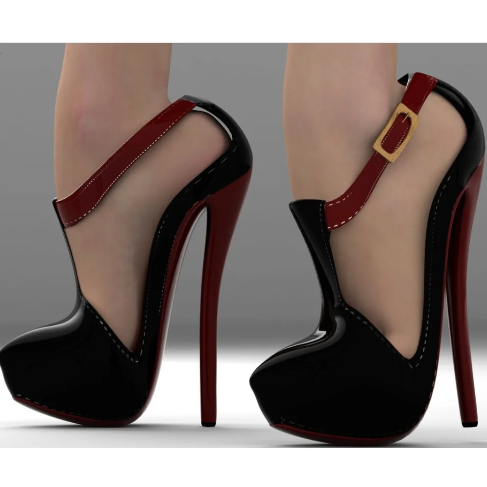 Schwarz Schnalle Cut Out Plattform Pumpen Thin High Heel Sexy Modische Kühlen Sommer Casual Große Größe Frau Schuhe Zapatillas Mujer