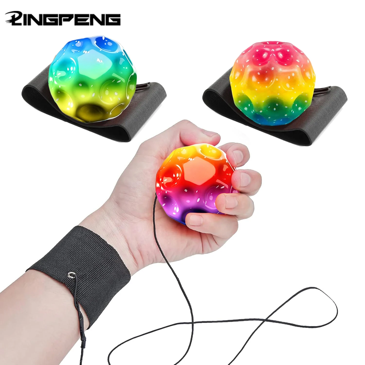 Handgelenk-Trainingsball aus Gummi mit Riemen und Schnur, Springball für Jugendliche und Erwachsene, Handgelenk-Übung oder Spiel Image