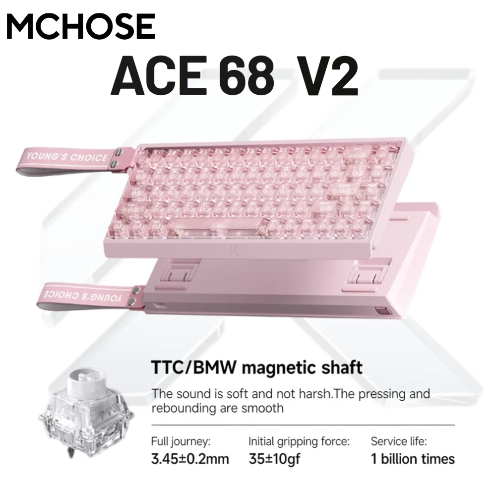 MCHOSE ACE68 V2 Gaming-Tastatur 0,001 mm 8 kHz Polling-Rate 256k Scan-Rate 0,008 ms ultraniedrige Latenz kabelgebundene TTC Hall-Sensor-Tastatur Image