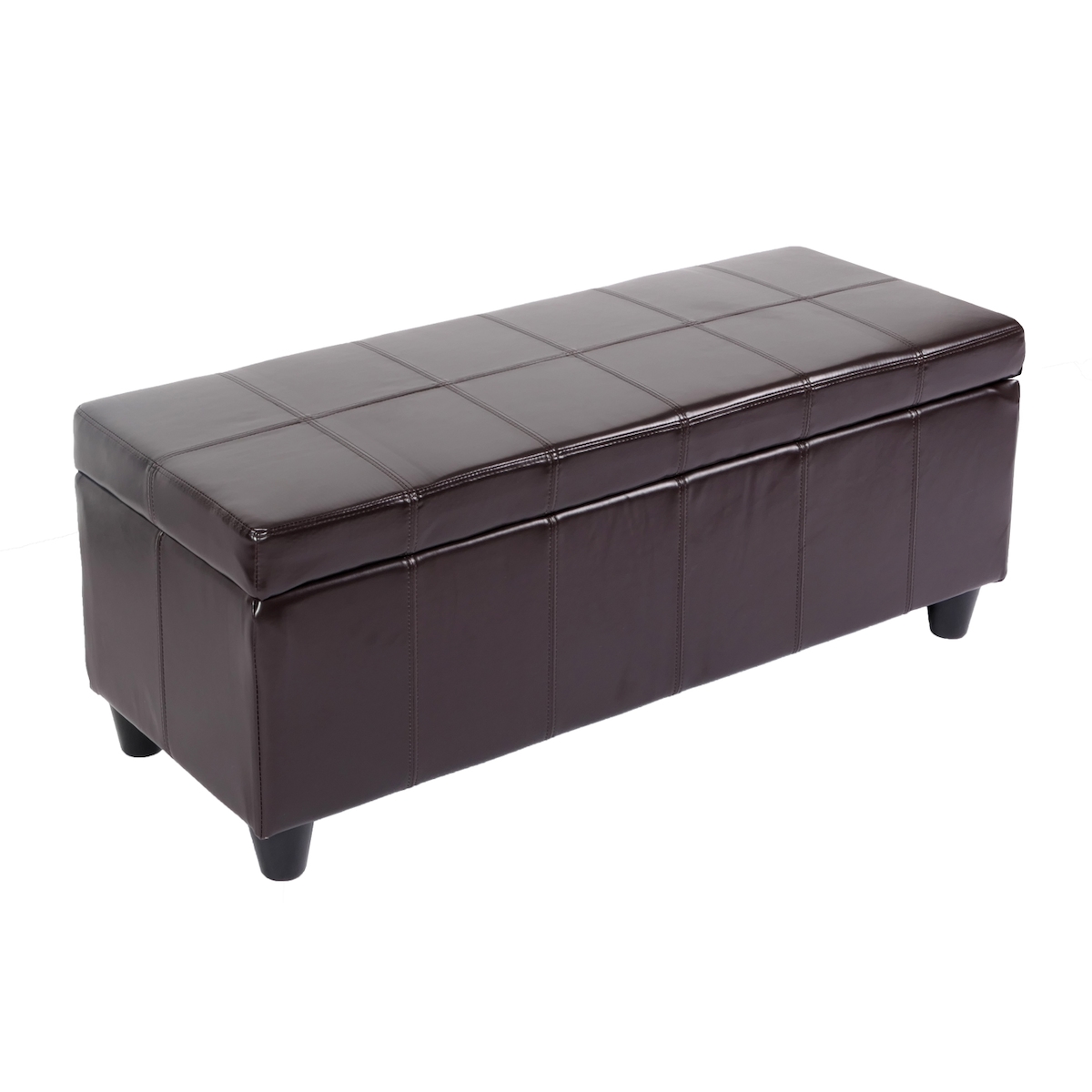 Mendler Bank Sitzbank MIT Aufbewahrung Kriens Leder + Kunstleder 112x45x45cm MVG-zertifiziert ~ braun Image