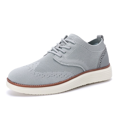 Graue, perforierte Oxford-Sneaker für Herren, Schnürschuhe für den lässigen und eleganten Stil, leichte und bequeme Schuhe für Büro, Reisen und Alltag Image
