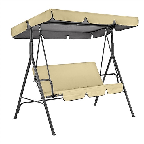 Ersatz-Schaukelüberdachung, 2-3-Sitzer-Terrassenschaukel-Set, wasserdicht, 210D Oxford-Gewebe, inklusive Sitzkissenbezug für Garten und Terrasse Image