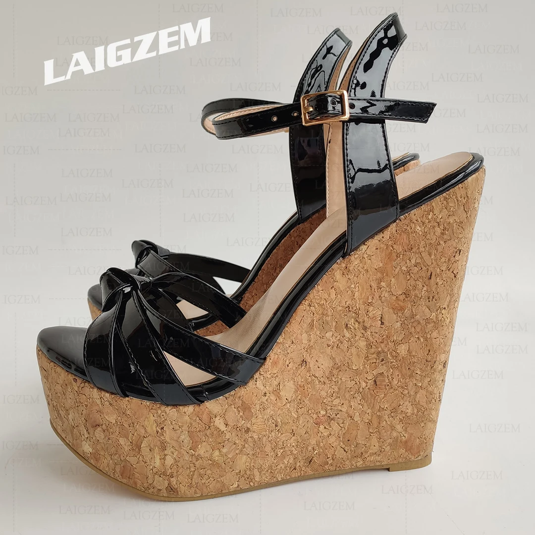 ZHIMA Frauen Sandalen Plattform Keile Offene spitze Glänzende High Heels Pumpe Damen Handgemachte Höhe Erhöhen Schuhe Frau Große Größe 39 45 47