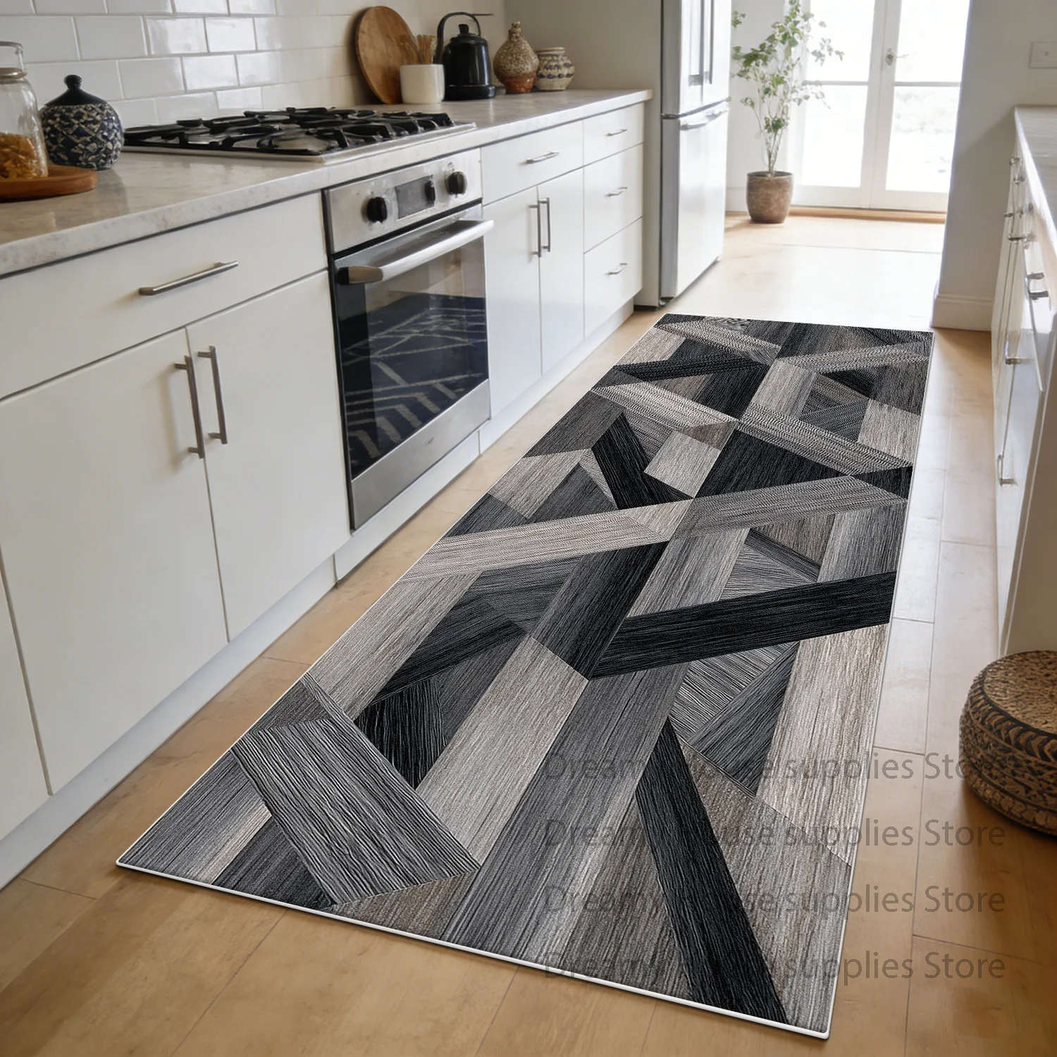 Kitchen Carpet Track Geometric Style Non-slip Washable Decoration Long Runner Rugs Decoration Home Living Room Easy Clean Mat