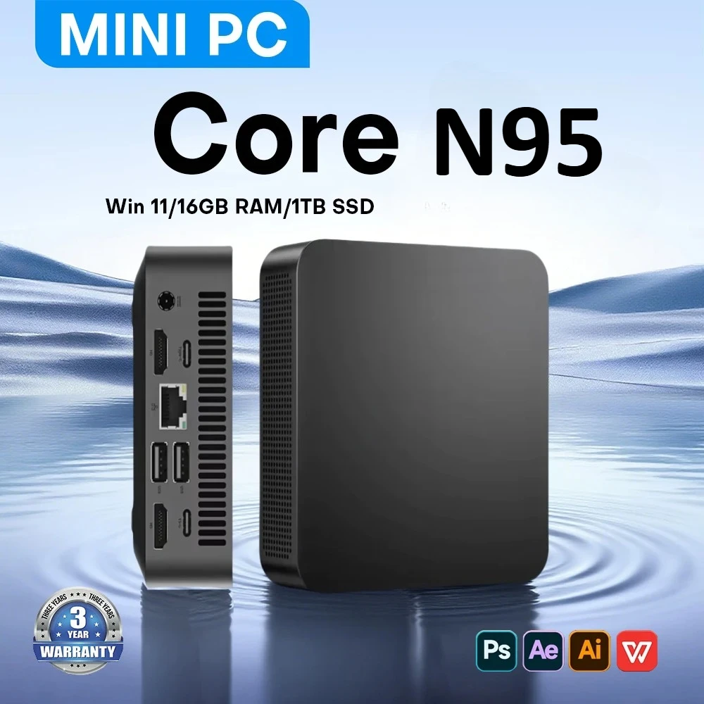 MINI PC Windows 11 Pro Core N95 32GB RAM 1TB 2TB SSD WIFI 6 BT5.2 4K HD Mini Gaming Büro Studien-PC Image