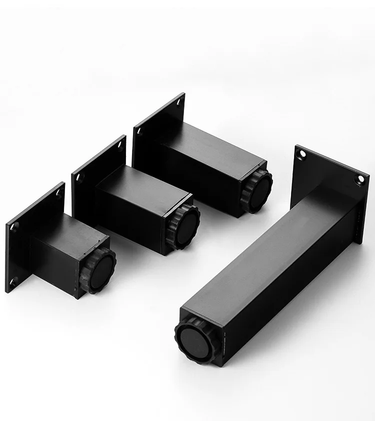 Pied de meuble réglable carré en alliage d'aluminium de 6 à 30 cm pour meuble TV, meuble de salle de bain, canapé, avec vis (1 pièce)