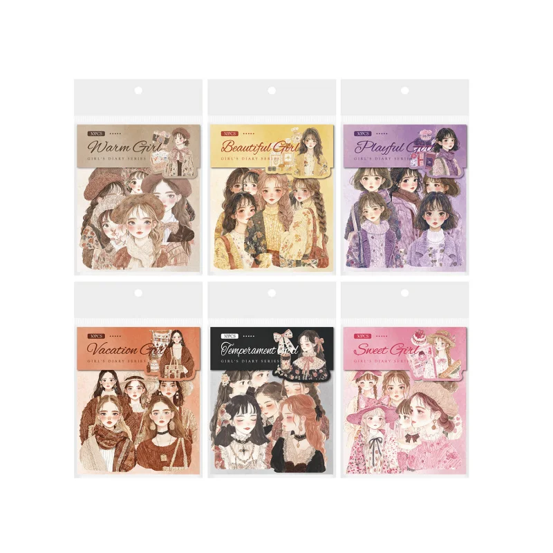 1 Packung/30 Stück Aufkleber mit süßem Mädchen-Motiv, PET, transparentes Material, verträumte Farben, DIY, handgefertigtes Album, Scrapbooking, dekoratives Papier Image