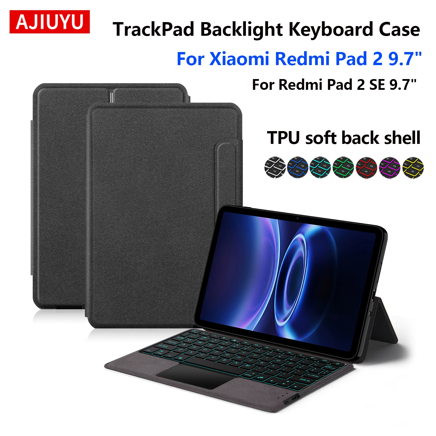 Tastaturhülle mit Hintergrundbeleuchtung für Xiaomi Redmi Pad 2 9,7 Zoll 2026 RedMi Pad 2 SE 9,7 Zoll Tablet-Tastatur-Schutzhülle mit Trackpad Image
