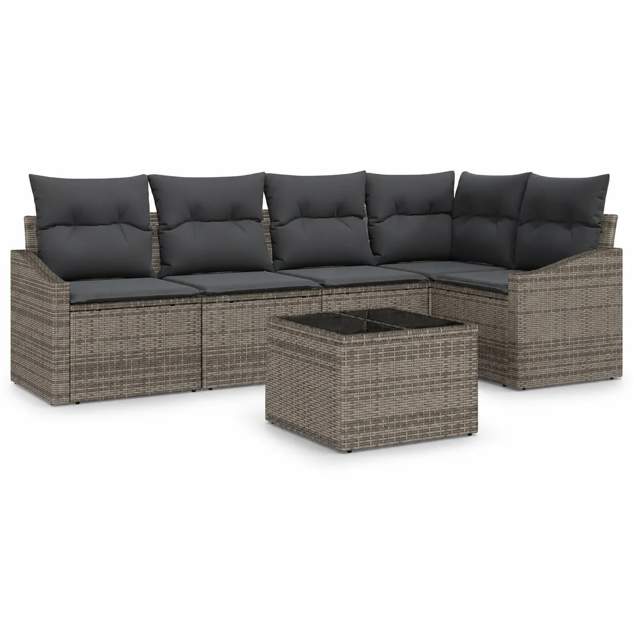 5-teiliges Garten-Ess-Set mit Kissen, schwarzes Polyrattan-Gartenmöbel-Set, Esstisch für Terrasse und Balkon, wetterbeständig