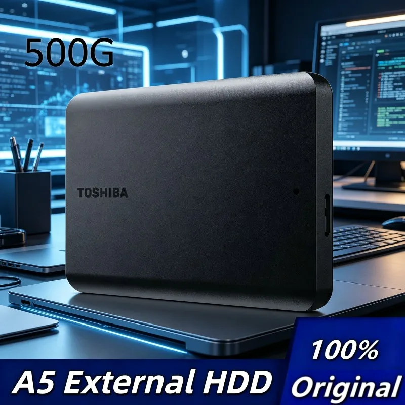 Für Toshiba 500GB/1TB Kleine Schwarze Kompatible USB 3.2 Gen1 A5 Serie Tragbare Festplatte für Mac mit Hoher Geschwindigkeit Image