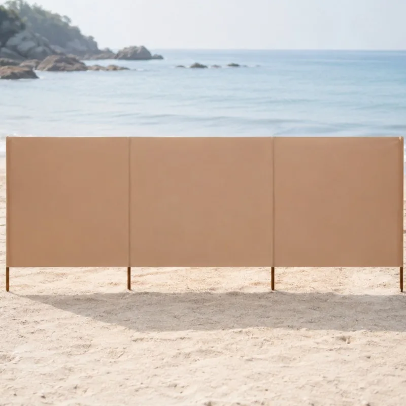 3-teilige Stoff-Seitenmarkise Taupe 400×80cm, tragbarer praktischer Sonnenschutz für den Außenbereich, geeignet für Balkon, Hof, Terrasse und Strand zur Raumteilung und als Sonnenschutz. Image