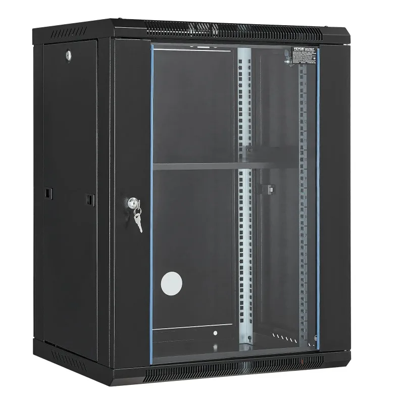 15U Wandmontierter Serverschrank 500lbs Max. Bodenmontierte Tragfähigkeit Netzwerk-Rack-Gehäuse für IT- und A/V-Geräte Image