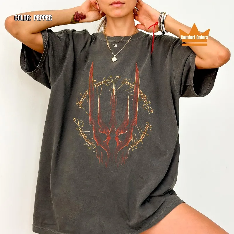 Ring-Shirt, Dark Lord T-Shirt, Tolkien-Shirt, Middle Somewhere Shirt, Nazgul T-Shirt mit Rück- und Vorderseite, Narsil Broken Blade T-Shirt