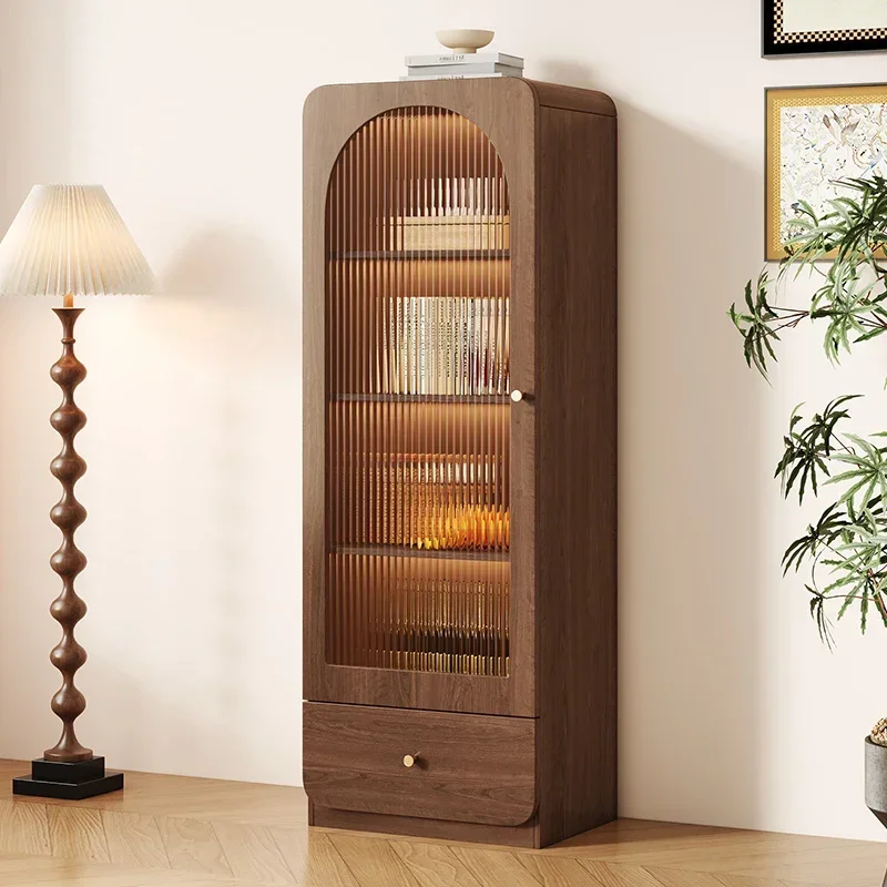 Meuble bar rétro avec vitrine, pour salle à manger, placé contre le mur, meuble de salon, meuble TV, meuble d'appoint