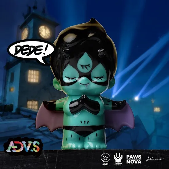 ADVS Sammler-Vinylfigur Auf Lager Unverpackt Pawsnova Abao Der Inspektor Dede Fledermausflügel Drei Augen Grün Schreibtischdekoration für Erwachsene Image