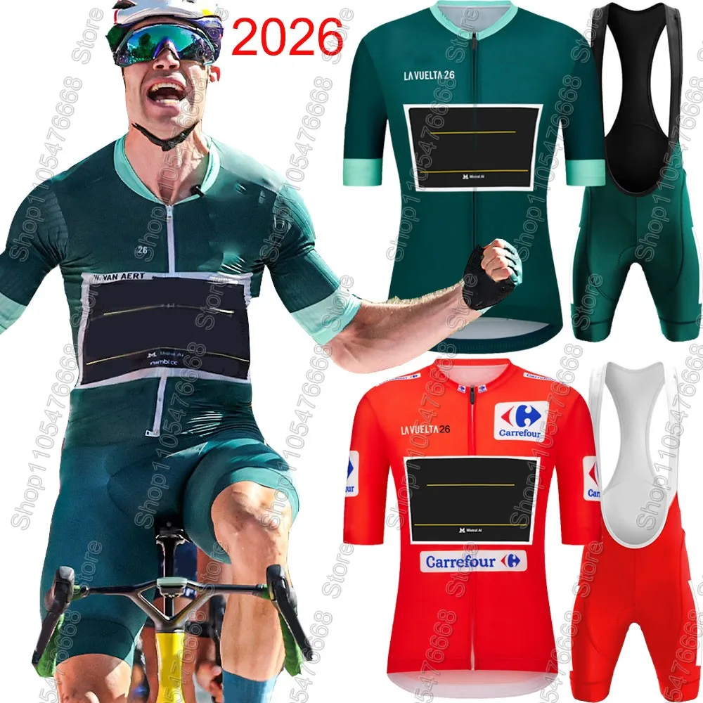 Ensemble de maillot de cyclisme Tour de Espagne 2026, maillot de cyclisme Wout Van Aert, vêtements de cyclisme pour hommes, maillots de vélo de route, short de cyclisme, vêtements de VTT