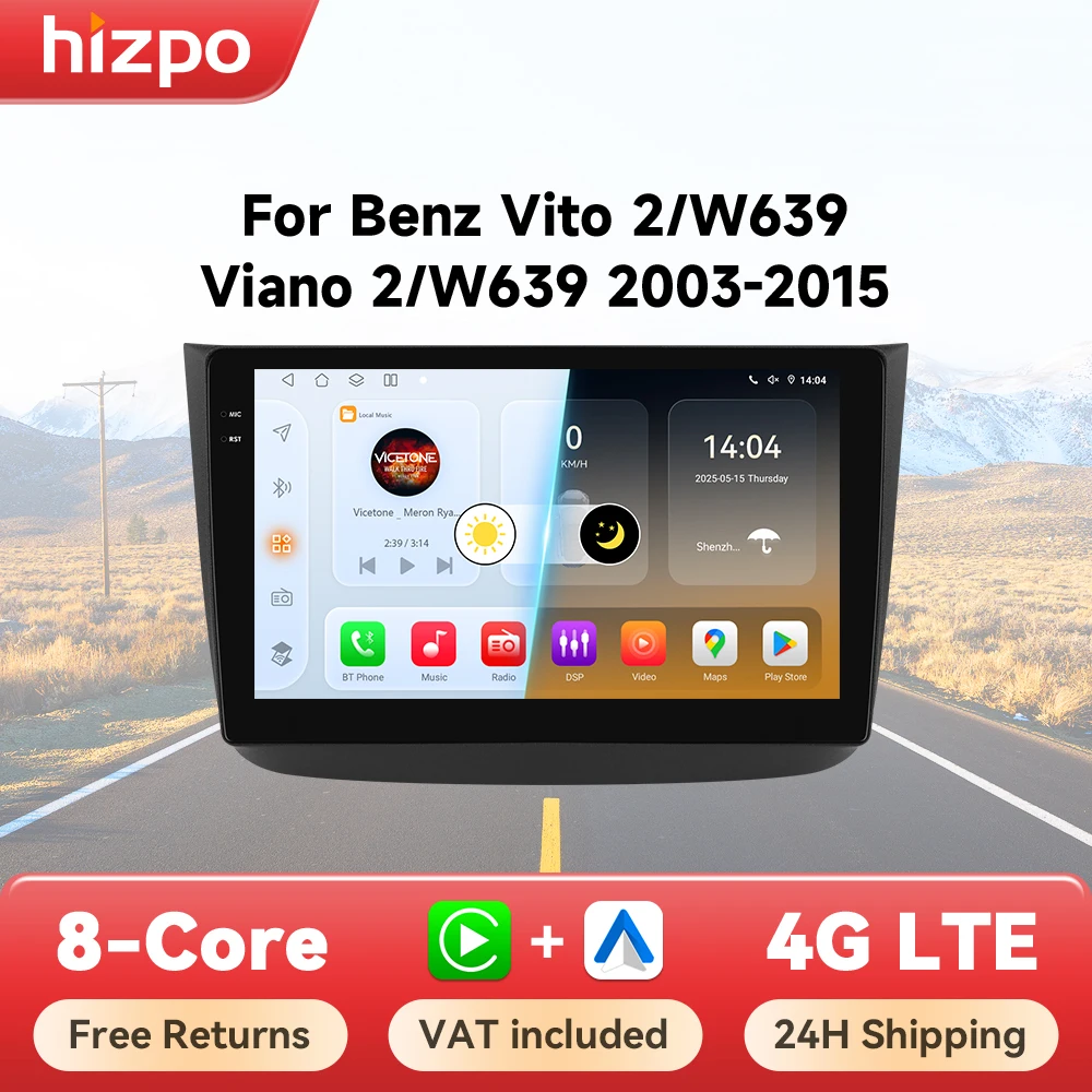 Hizpo 10,1 Zoll Android Radio Für Mercedes-Benz Vito 2 W639 Viano 2 W639 2003-2015 Auto Multimedia Player Stereo Navigation GPS BT Image