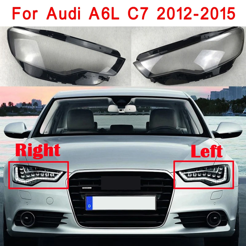 Für Audi A6 C7 2012-2015 Auto Front Scheinwerfer Objektiv Abdeckung Auto Transparent Lampenschirm Lampenschirm Lampe Abdeckung Kopf Lampe licht Shell Image
