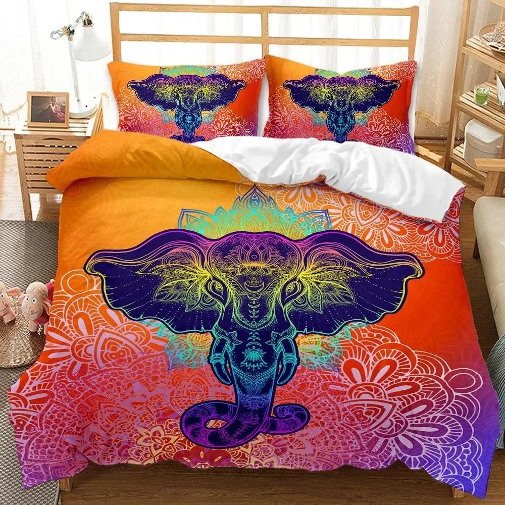 Parure de lit 3D motif éléphant pour adultes – Housse de couette et linge de maison pour chambre à coucher (tailles Twin, Full, Queen, King)