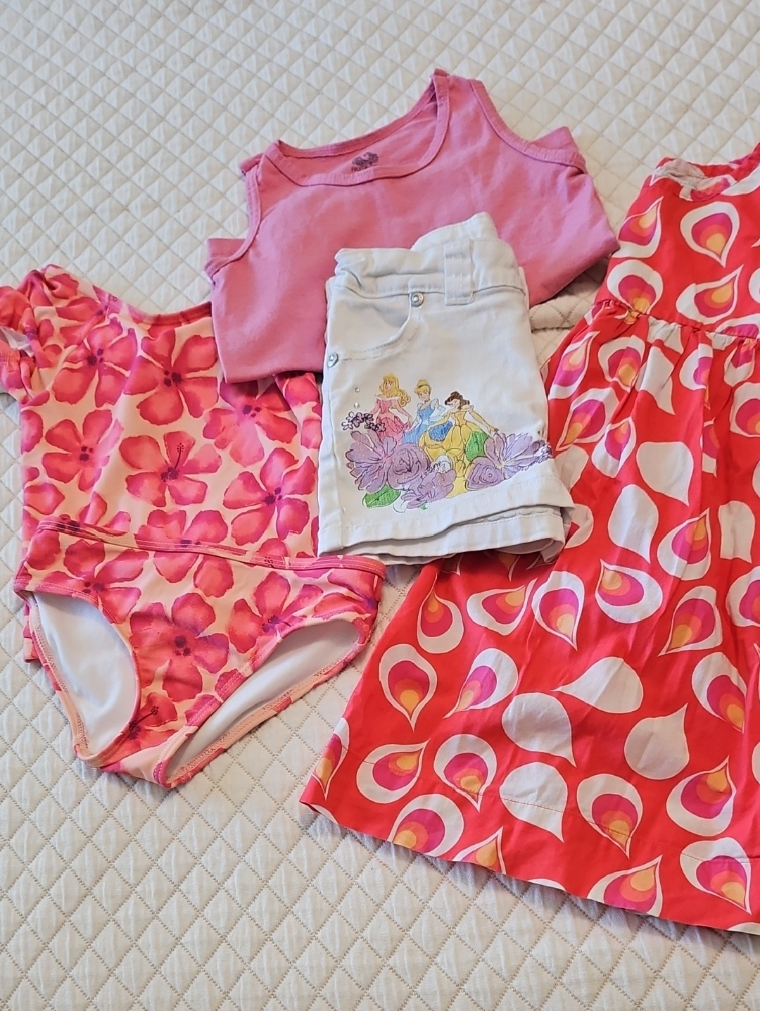 Disney Shirts & Tops | Girls 4t Clothing Lot 5 Pieces Summer | Color: Pink/White | Size: 4tg