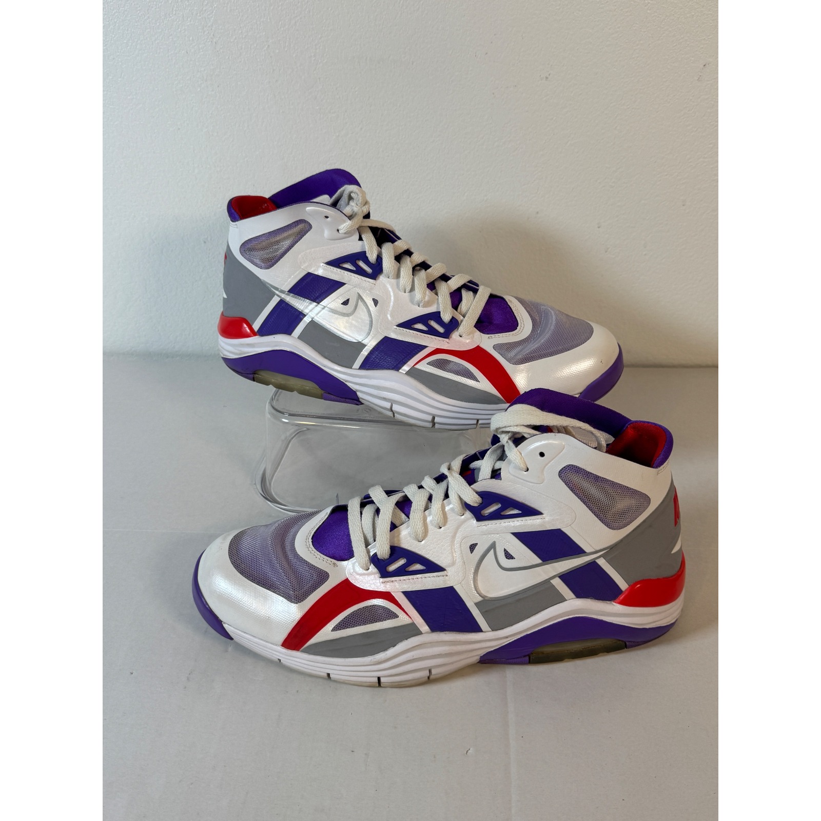 Nike Shoes | Vintage Nike Air Zoom Mens Huarache 2k4 High Top Basketball Shoes White Purple | Color: Purple/White | Size: 12