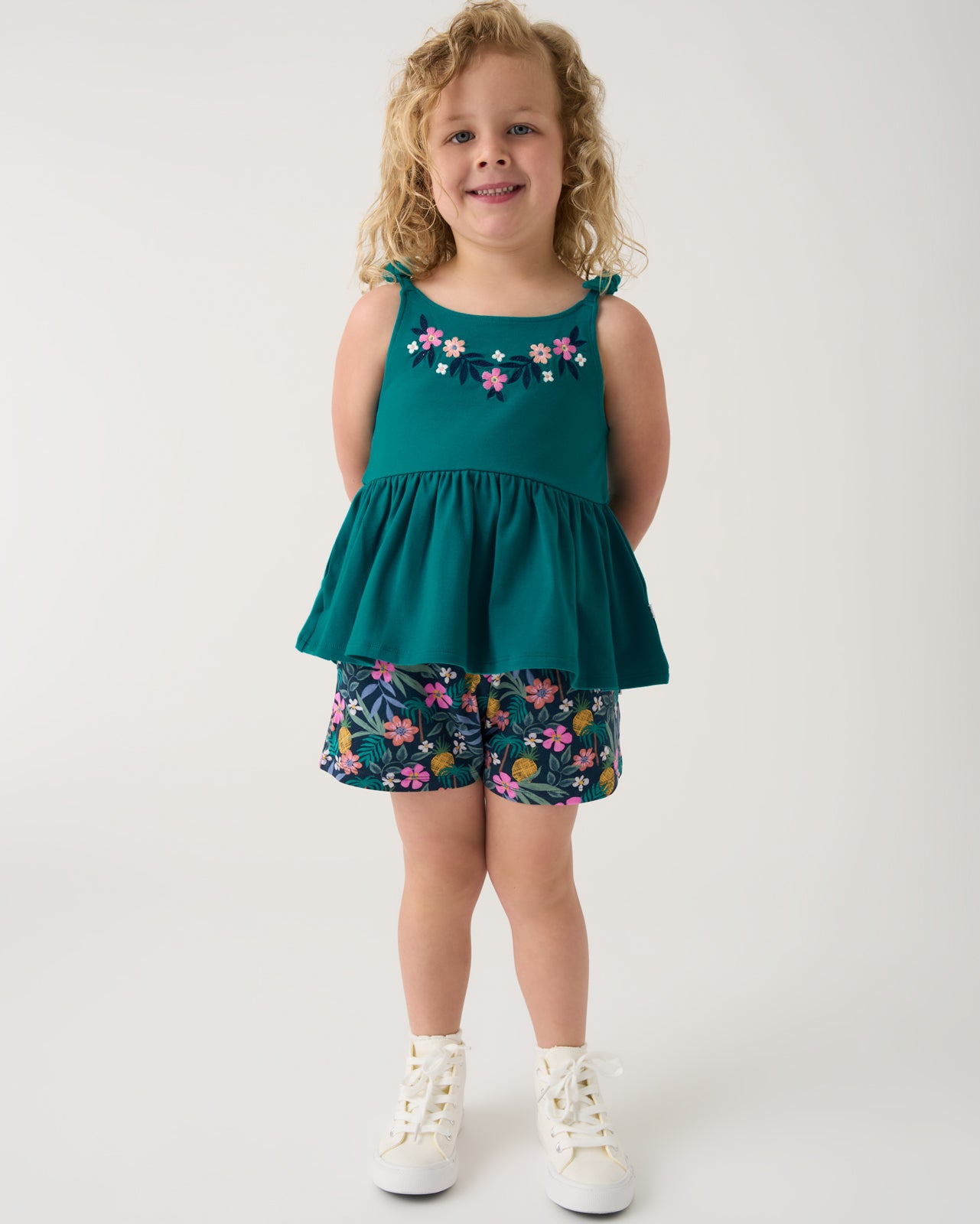 Tropical Garden Smocked Shorts - 6-12 months