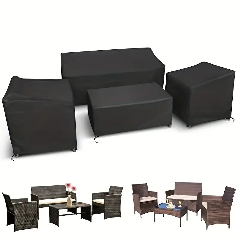 4 Stück/Set Terrassenmöbel-Abdeckungen, robuste, wasserdichte Gartenmöbel-Abdeckungen, Rattan-Gartenmöbel, winddicht