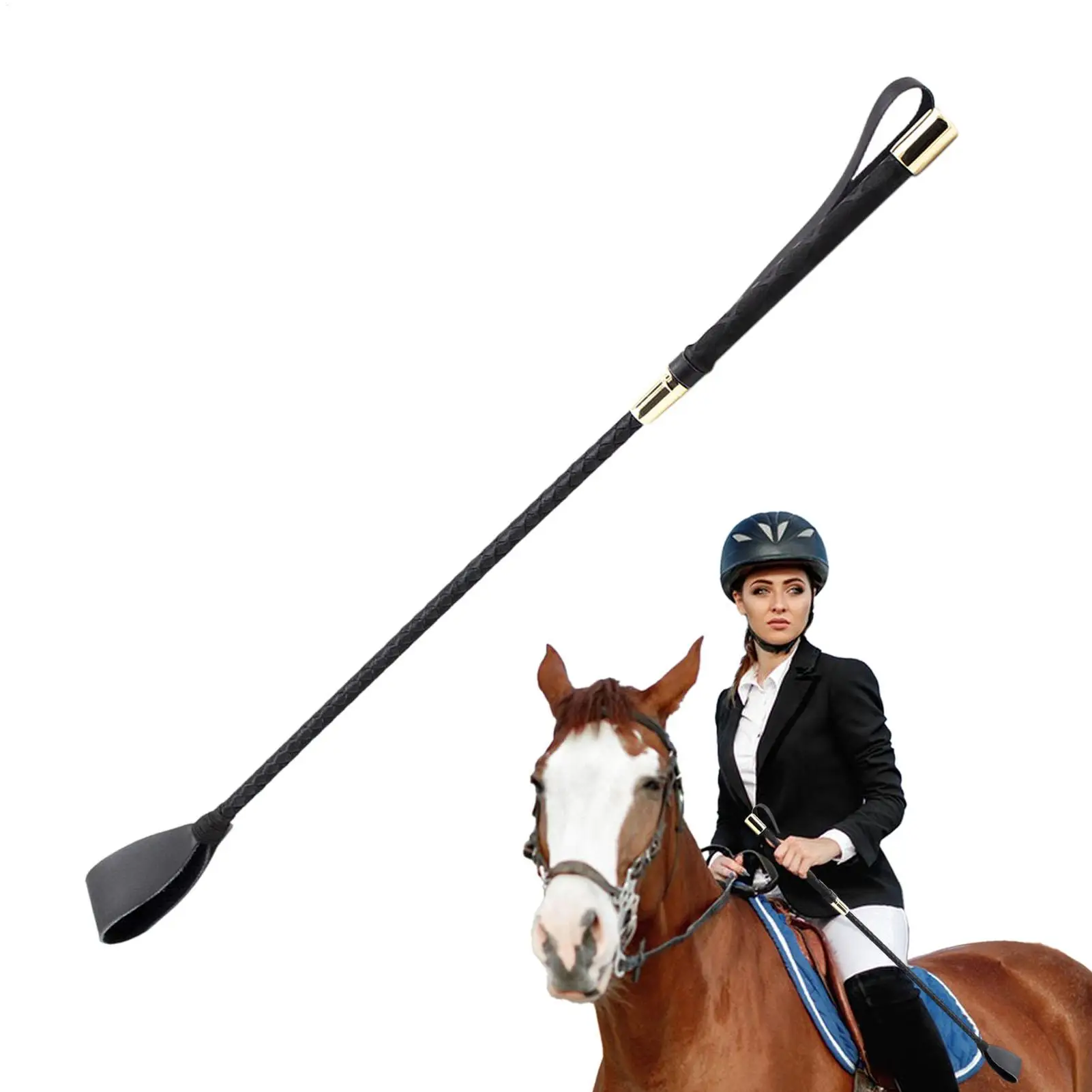 Reitgerte 30/45/54/60CM Trainingspeitsche mit rutschfestem Griff, langlebiges Reitseil, Reitwerkzeug für Outdoor-Anfänger Image
