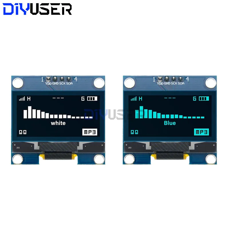 DIYUSER 1,3-Zoll OLED-Displaymodul Weiß/Blau Farbdisplay mit SH1106-Treiberchip 128x64 1,3 Zoll OLED LCD LED IIC I2C Kommunikation Image