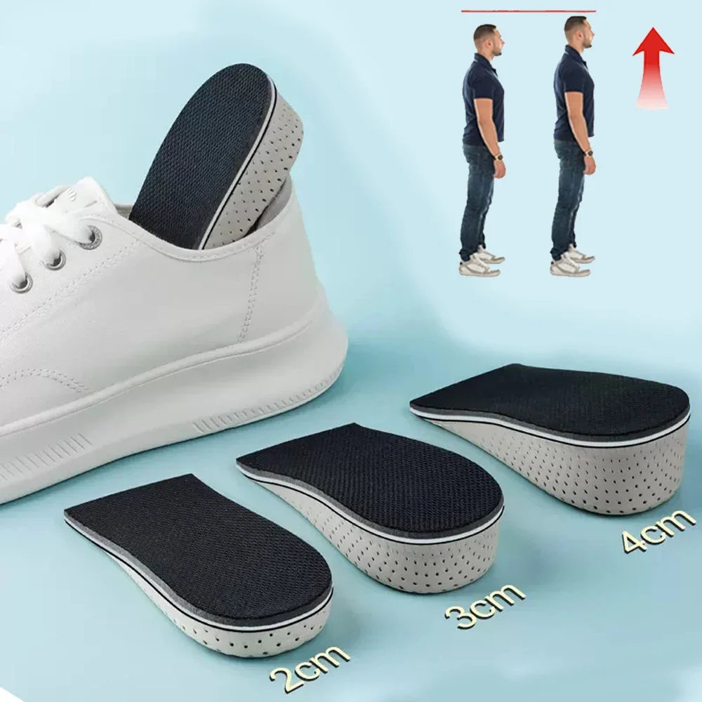 2-4 cm Memory-Schaum-Einlegesohlen für Schuhe, Herren, Höhenerhöhung, Vorlagen, atmungsaktiv, schweißabsorbierend, Einlegesohlen für Füße, Laufzubehör Image